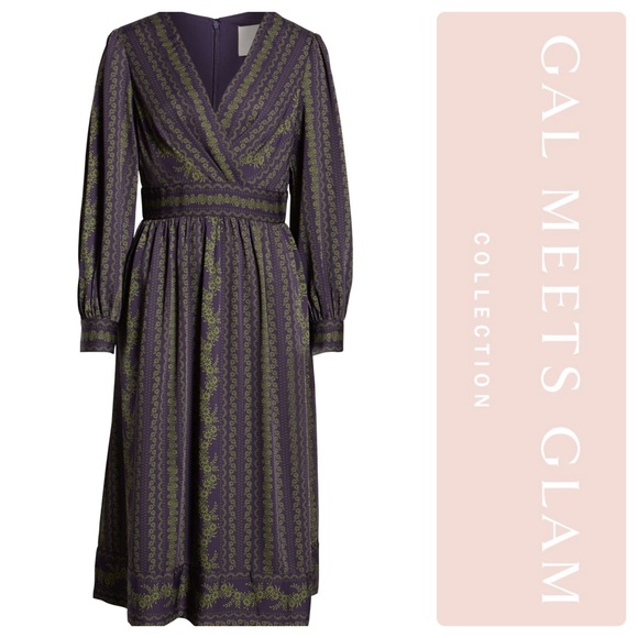 Gal Meets Glam Dresses & Skirts - Gal Meets Glam Jocelyn Border Print Faux Wrap